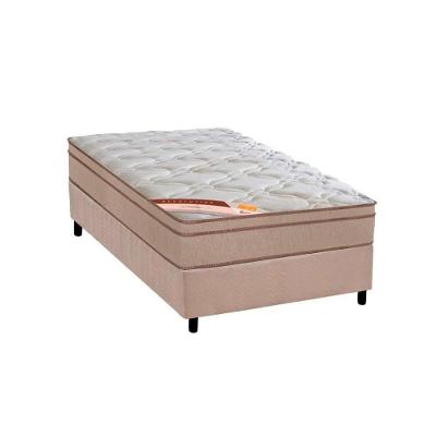 Cama Box com Colchão Solteiro Suede Clean Euro Pillow Molas Bonnel Malha Importada Bege Colchões