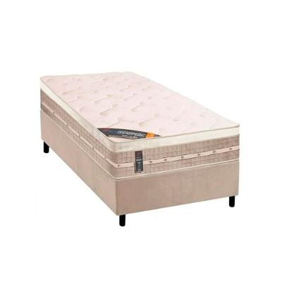 Cama Box com Colchão Solteiro Suede Clean Euro Pillow Molas Bonnel Bege a Costa Rica