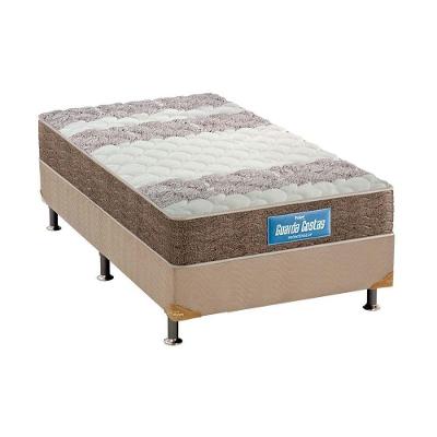 Cama Box com Colchão Solteiro Suede Clean Estrutura em Madeira Ortopédico D33 Brown Bege Probel