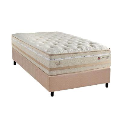 Cama Box com Colchão Solteiro Suede Clean Euro Pillow Molas Ensacadas Tecido Bege Herval