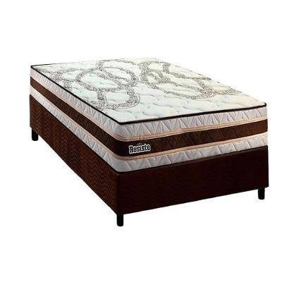 Cama Box com Colchão Solteiro Suede Brown Pillow Top Espuma D45 Tecido Suede Marrom Paropas