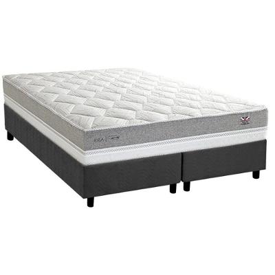 Cama Box Queen Suede Gray Euro Pillow Molas Ensacadas Revestimento Cinza Herval