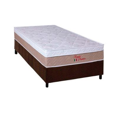 Cama Box com Colchão Solteiro Suede Brown Euro Pillow Ortopédico Tecido Suede Marrom Orthoflex