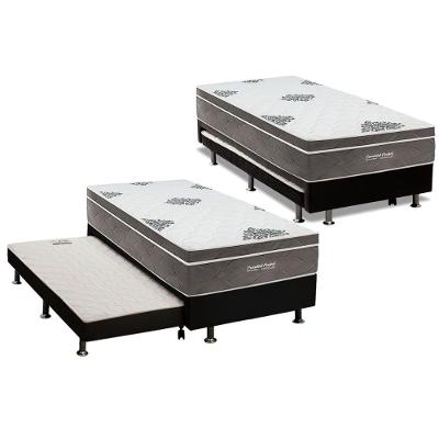 Cama Box com Colchão Solteiro Revolution Corano Black Euro Pillow Molas Ensacadas Preto Ortobom