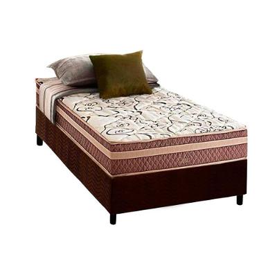 Cama Box com Colchão Solteiro Suede Brown Euro Pillow Molas Bonnel Tecido Marrom Herval