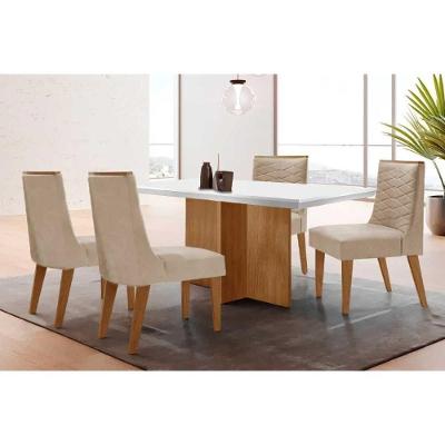 Conjunto Berlim Curvo 4 Lugares Tampo MDF com Bordas Arredondadas Off White 120CM Móveis Rufato