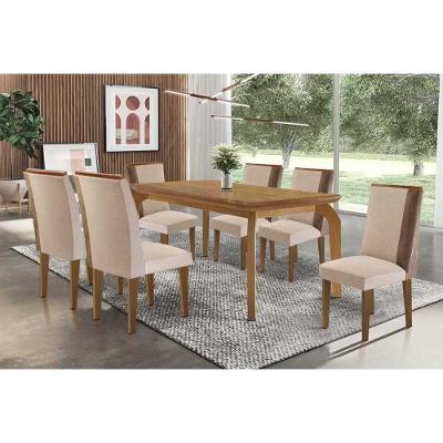 Conjunto de Jantar Londrina 6 Lugares Tampo MDF Bordas Arredondadas Capuccino 180CM Móveis Rufato