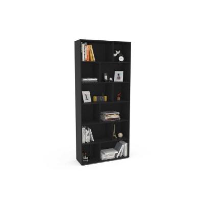 Estante Livreiro Xangai Moderno 10 Prateleiras MDF-MDP Preto Politorno Móveis