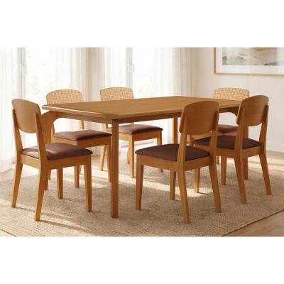 Conjunto de Jantar Londrina 6 Lugares Tampo MDF Suede Marrom 180CM Móveis Rufato