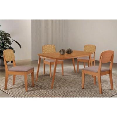 Conjunto Jantar Havana 4 Lugares Tampo MDF Retangular 120CM Bege Móveis Rufato