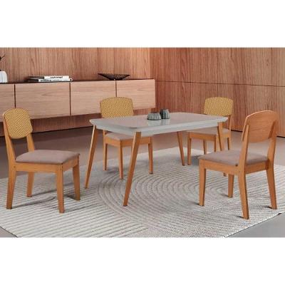 Conjunto Havana 4 Lugares Tampo MDF com Bordas Arredondadas Off White 120CM Móveis Rufato