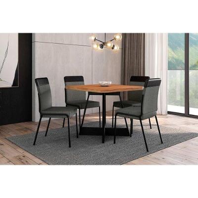 Conjunto Jantar Átria 4 Lugares Tampo MDF Cadeiras Duo Preto 90CM Móveis Carraro