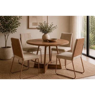Conjunto Mesa de Jantar Átria 4 Lugares Tampo MDF Redondo 100CM Móveis Carraro