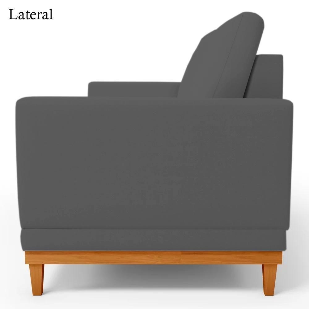 Sofa 3 Lugares 200 Cm Crons Suede Cinza Vazzano Cinza - 5