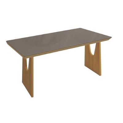 Mesa de Jantar Mila Premium 6 Lugares Retangular MDF com Vidro 200CM Freijo-Bronze Kappesberg
