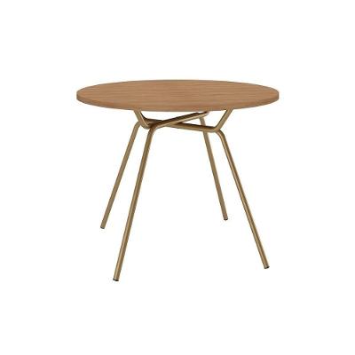 Mesa de Jantar 1588 4 Lugares Redonda MDF 100CM Amadeirado Dourado Móveis Carraro
