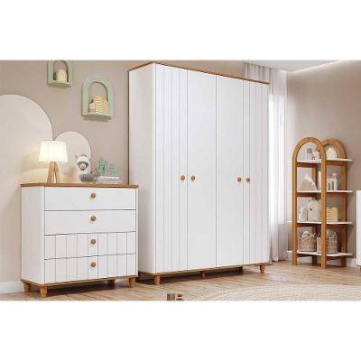 Quarto Completo Infantil Cupcake 4 Portas 4 Gavetas MDF 92,2 cm Branco Permóbili