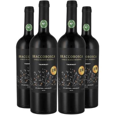 Kit 4 Garrafas Vinho Tinto Seco Uruguai Bracco Bosca Tannat 4 X 750ML