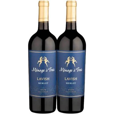 Kit 2 Garrafas Vinho Tinto California Estados Unidos Menage a Trois Lavish Merlot Cabernet Sauvignon