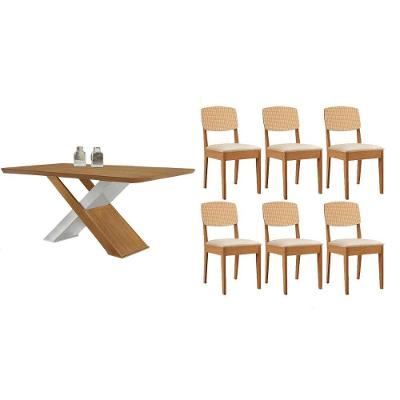 Conjunto de Jantar Imperatriz 6 Lugares Tampo MDF Bordas Arredondadas Off White 180CM Móveis Rufato