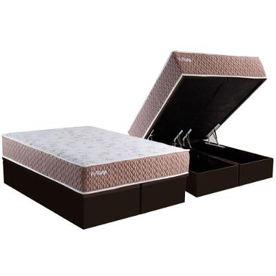 Cama Box com Baú Queen Suede Brown Pillow Top Molas Ensacadas Paropas
