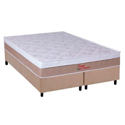 Cama Box com Colchão Queen Foggia Premier Euro Pillow Suede Bege Orthoflex