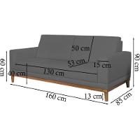 Sofa 2 Lugares 160 Cm Crons Suede Cinza Vazzano Cinza - 11