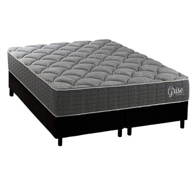 Cama Box com Colchão Queen Corano Black Pillow Top Espuma D40 Tecido Courino Preto Kappesberg