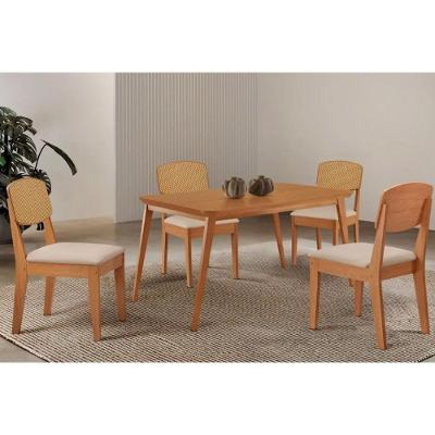 Conjunto Jantar Havana 4 Lugares Tampo MDF Retangular 120CM Creme Móveis Rufato