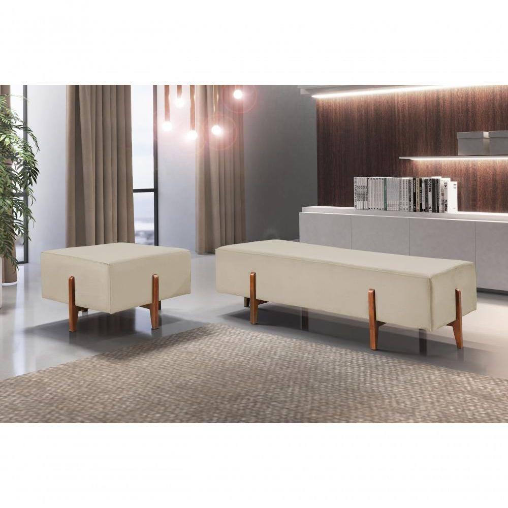 Recamier Zurik Luxo Madeira Maciça Castellar Móbile Linho Bege Claro - 5