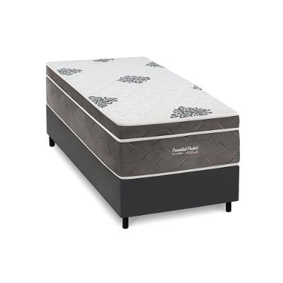 Cama Box Solteiro com Colchão Molas Ensacadas Essential D33 Euro Pillow 88x188x30CM Cinza