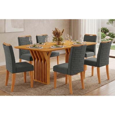 Conjunto de Jantar Yara 6 Lugares com Cadeiras Suede 170CM DJ Móveis
