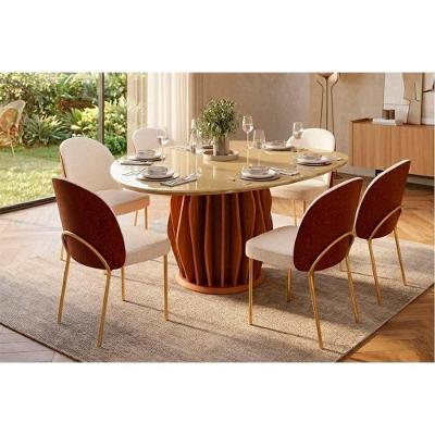 Conjunto Jantar Tokyo + 6 Cadeiras 6 Lugares Tampo MDP com Vidro Orgânico 136CM DJ Móveis