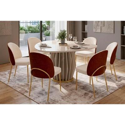 Conjunto Mesa de Jantar Tokyo 6 Lugares Tampo MDF com Vidro 136CM DJ Móveis