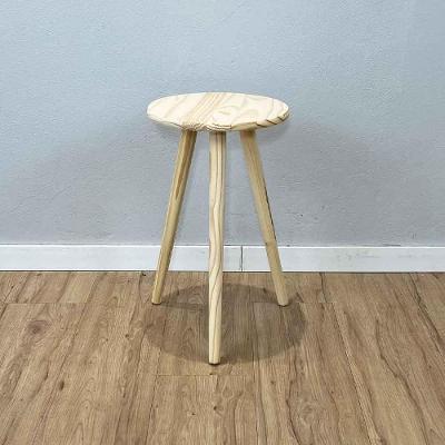 Mesa Lateral Redonda Pé Palito MDF Madeira 30CM Natural Artfactory Design