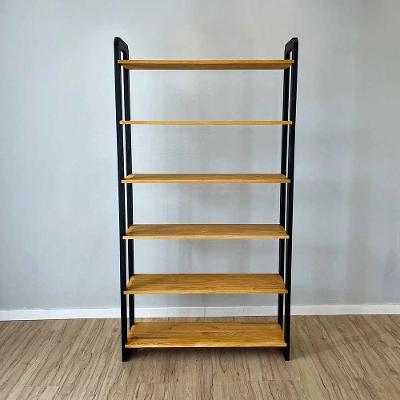 Estante Linea Ample sem Porta 6 Prateleiras Madeira Pinus 101CM Nozes e Preto Artfactory Design