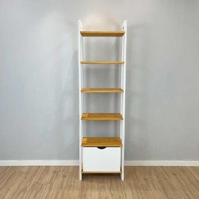 Estante Linea Slim 6 Prateleiras Madeira Pinus 53CM Nozes e Branco Artfactory Design