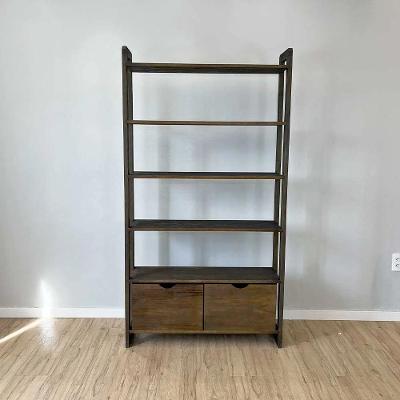 Estante Linea Ample 6 Prateleiras 2 Gavetas Madeira Pinus 100CM Tabaco Artfactory