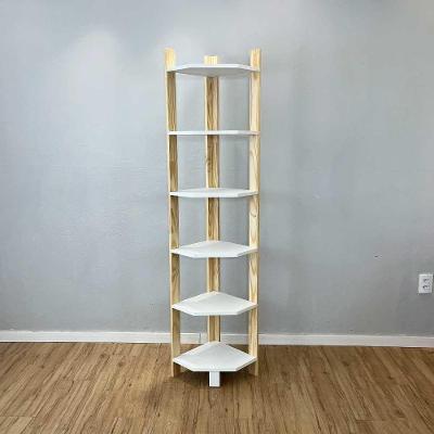 Estante Linea 6 Prateleiras Madeira Pinus 36.5CM Branco e Natural Artfactory Design