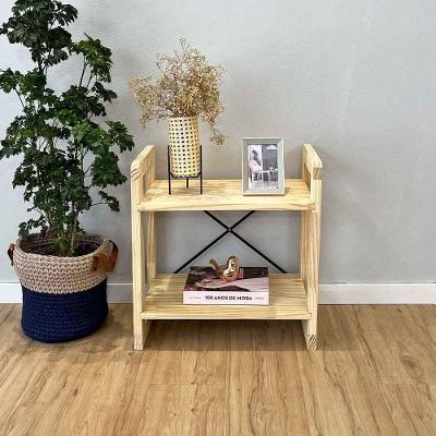 Mesa de Cabeceira Linea sem Gavetas Madeira Pinus Moderno Natural Artfactory Design