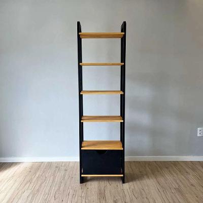 Estante Linea Slim 6 Prateleiras Madeira Pinus 53CM Nozes e Preto Artfactory Design