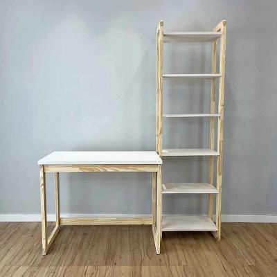 Home Office Escrivaninha e Estante Linea Slim Moderno sem Gavetas Madeira Pinus 96CM Branco