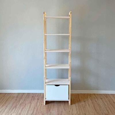 Estante Linea Slim 6 Prateleiras Madeira Pinus 54CM Branco e Natural Artfactory Design 54CM