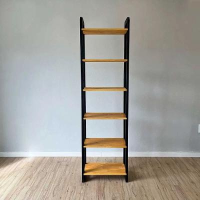 Estante Linea Slim 6 Prateleiras Madeira Pinus 53CM Nozes e Preto Artfactory Design