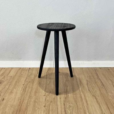 Mesa Lateral Redonda com Pé Palito MDF Madeira 30CM Preto Artfactory Design