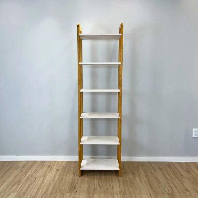 Estante Linea Slim 6 Prateleiras Madeira Pinus 54CM Branco e Nozes Artfactory Design 54CM