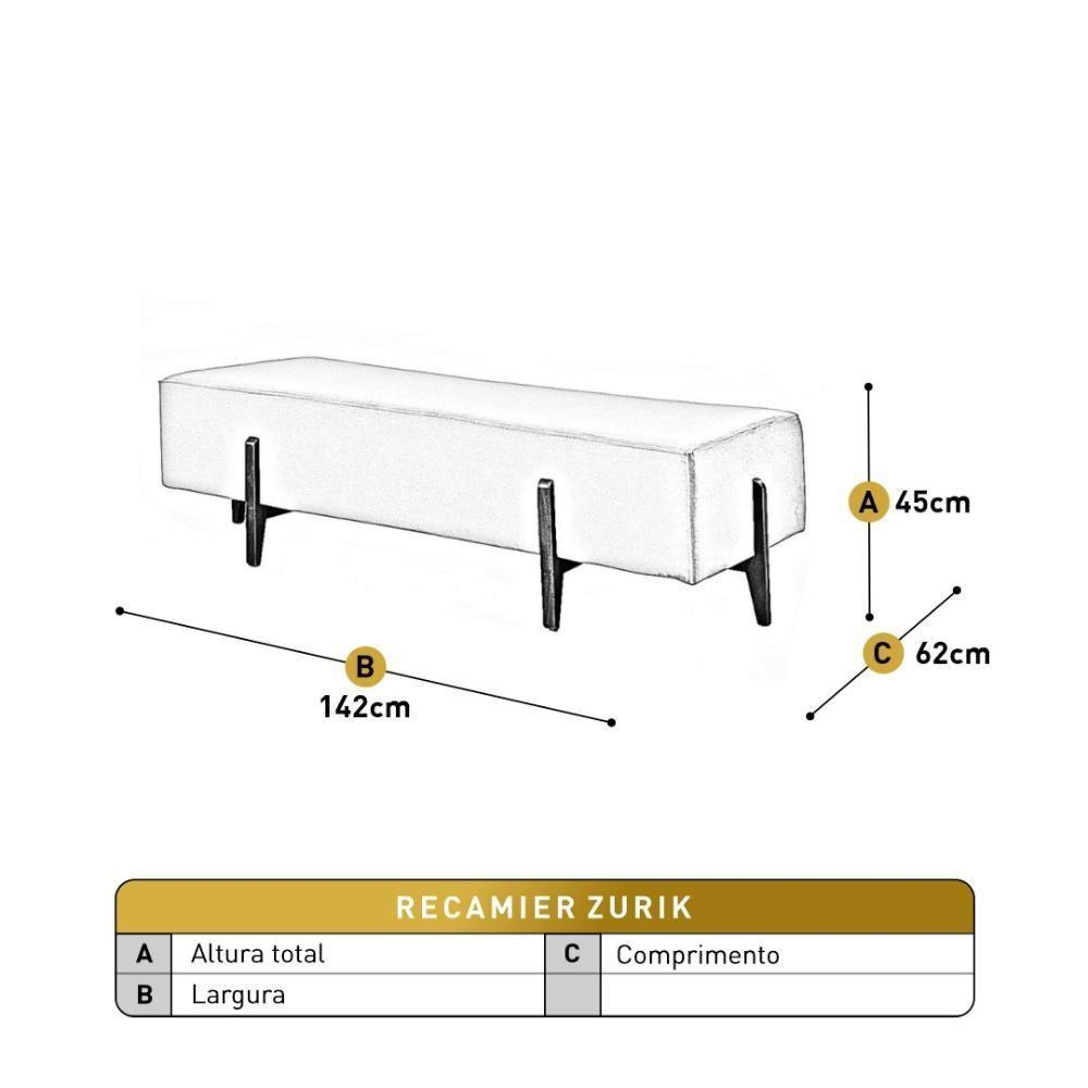Recamier Zurik Luxo Madeira Maciça Castellar Móbile Linho Azul - 3