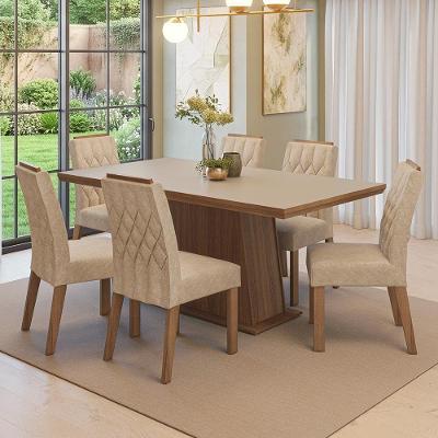Conjunto de Jantar Assis 6 Lugares Tampo MDP Marrom 160CM Madesa