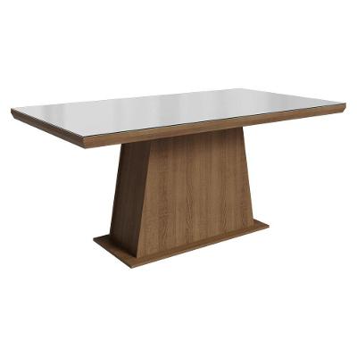 Mesa de Jantar 5364J32MOVI 6 Lugares Retangular com Vidro 160CM Rustic Branco Madesa