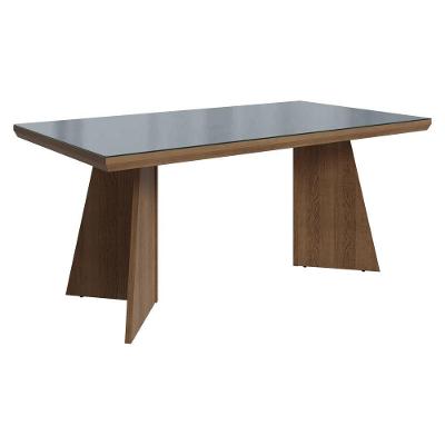 Mesa de Jantar 5389J14MOVI 6 Lugares Retangular com Vidro MDF Rustic e Cinza Madesa 160CM